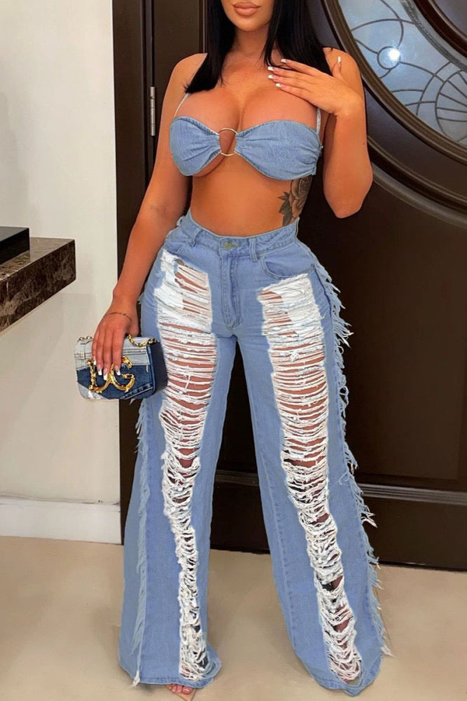 Denim Two Piece Hottie Set