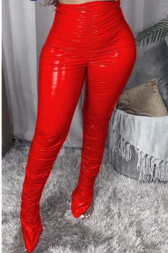 Red S-2xL Faux Leather pant