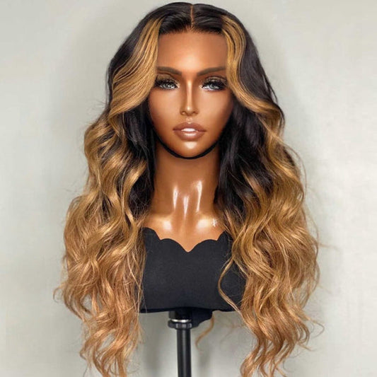 100% Virgin Hair 22Inch 1B/27 5x5/Swiss Lace Loose Wave Closure Wig