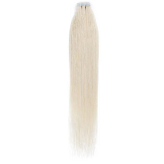 100% Human Hair 18-24 Inch #60/White Blonde Premium Straight Tape in Hair 100% Human Hair   Extensions