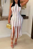 White See-Through Tassel Dress